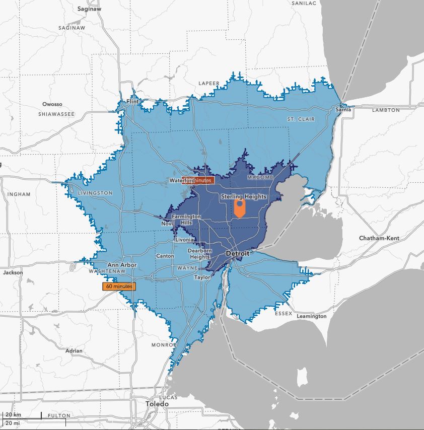 Center Line Commerce Center Center Line Commerce Center Drive Time Map
