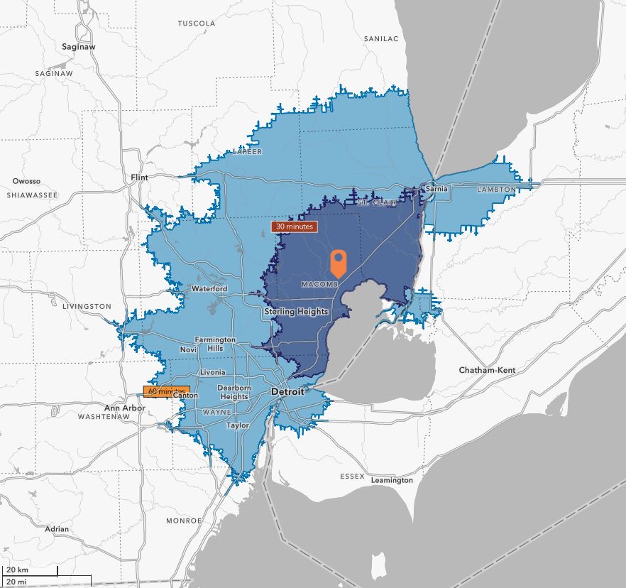 27855 24 Mile Rd 3328 Hamlin Road Drive Time Map